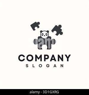 Panda Puzzle Logo in flacher Stil Vektor Design Vorlage. Vektorabbildung Stock Vektor
