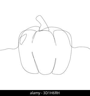 Pfeffergemüse Vektor. Frisches Essen. Durchgehende Strichgrafik. Paprika-Zeichnung. Stock Vektor