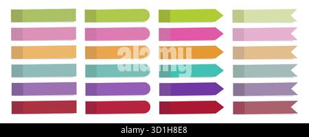 Farbenfrohe Tags. Sammlung leerer Etiketten. Helle Banner Vektor. Abbildung mit Lesezeichen aus Papier. Stock Vektor