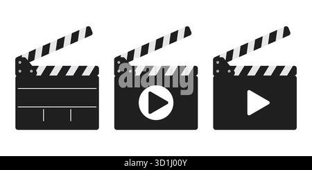 Symbolsatz für Klappenbrett-Vektor. Öffnen Sie den Film Clapper Vektor Stock Vektor