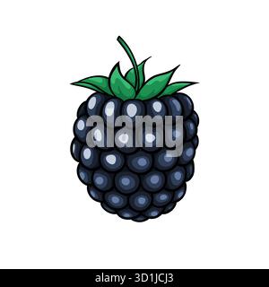 Wunderschöne Cartoon-blackberry, Symbol des Sommers. Design für Weihnachtsgrußkarte und Einladung zu saisonalen Sommerferien Stock Vektor