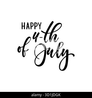 Happy Independence Day Card. Typografie-Karte für die Unabhängigkeit des Landes. Moderner schwarz-weißer Pinselkalligraphietext. Handgezeichneter Schriftzug Stock Vektor