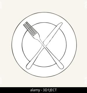 Besteckmesser, Gabel, Teller Vektor Kritzelsymbole. Design für Menürestaurant und Café. Küchenbesteck, Menürestaurant und Café Typo Stock Vektor