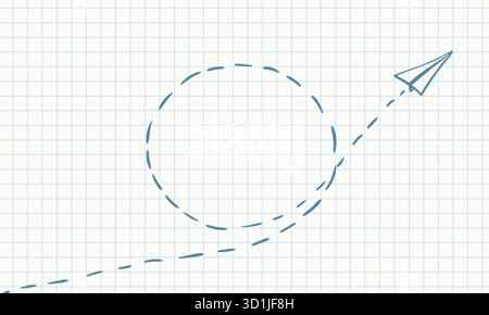 Vektorpapier Flugzeug Kritzelei Skizzenstil. Design für Urlaubsgrußkarte und Einladung von Tourismus und Reisen Stock Vektor