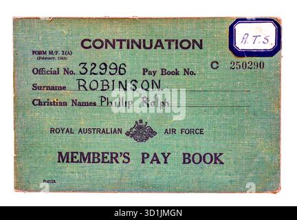 WW2 Royal Australian Air Force Pay Book Stockfoto