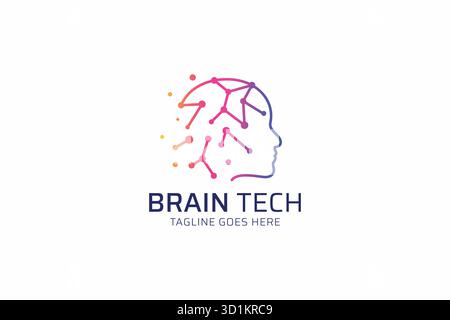 Brain Logo Künstliche Intelligenz Technologie Future Learning Solution Business Stock Vektor
