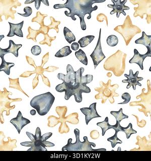 Aquarell abstraktes Motiv nahtloses Muster, blaue Designelemente wiederholen Muster Stockfoto