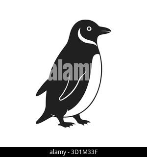 Schwarz-weißer Pinguin auf weißem Hintergrund. Stock Vektor