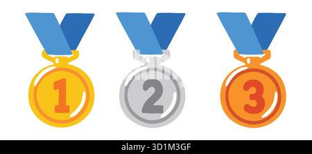 1,2,3 Medaille auf weißem Hintergrund. Stock Vektor