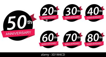 Jubiläumslabel Set Vektor Stock Vektor