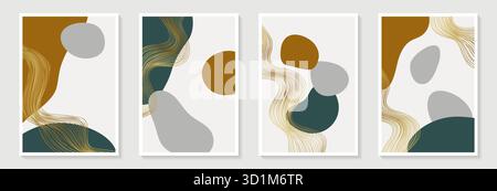 Kreative minimalistische Handzeichnung abstrakter Kunsthintergrund mit Fleck- und Formelementen Vektor EPS10. Design für Wanddekoration, Postkarte Stock Vektor