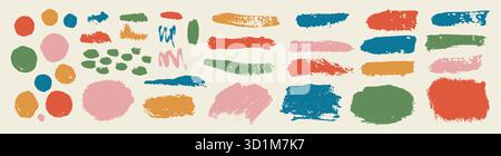 Satz von Schleiffarbe, Pinselstriche. Pinselsammlung isoliert auf weißem Hintergrund. Trendiger Pinselstrich für schwarze Tinte, grunge Hintergrund Stock Vektor