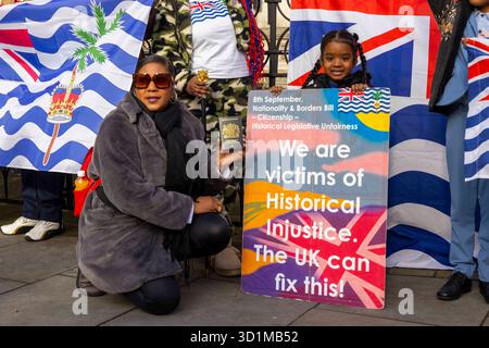Chagos-Inseln gerichtliche Überprüfung Klage vor dem High Court. Die Fälle stellen Entscheidungen der britischen Regierung, die Chagossians betreffen, wegen fehlender Konsultationen in Frage. Stockfoto