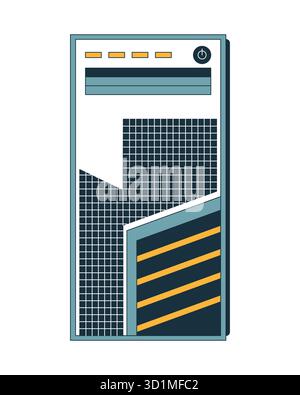 Modernes Desktop-Computer-Gehäuse 2D-Comic-Objekt Stock Vektor