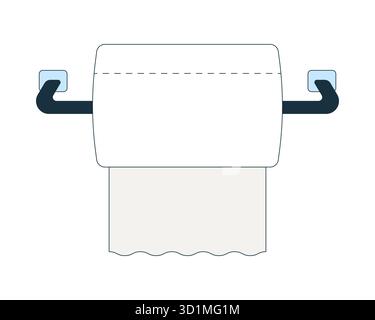 Toilettenpapierhalter mit Rolle 2D-Cartoonobjekt Stock Vektor
