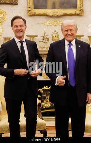 NATO-Generalsekretär Mark Rutte trifft sich mit US-Präsident Donald Trump Stockfoto