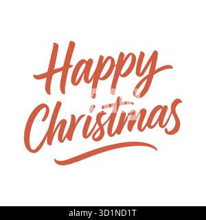 Frohe Weihnachten, vektorrote Pinselbeschriftung. Moderne handgezeichnete Kalligraphie auf weißem Hintergrund. Weihnachtsvektor-Illustration in Tinte. Wintertypografie für ein Poster oder eine Geschenkkarte. Illustration der Vektorabwicklung Stock Vektor