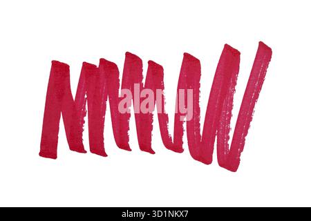 Rote Zickzack-Pinselstriche auf weißem Hintergrund Stockfoto