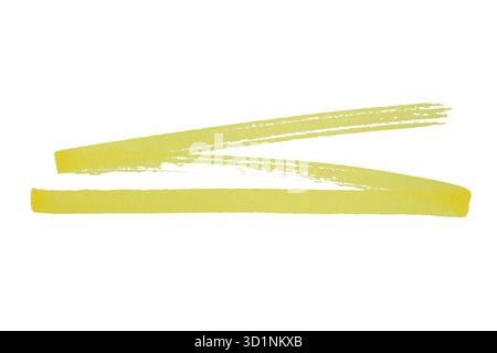 Gelbe Zickzack-Pinselstriche auf weißem Hintergrund Stockfoto