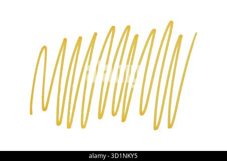 Gelbe Zickzack-Pinselstriche auf weißem Hintergrund Stockfoto