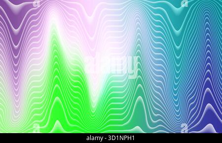 Abstrakter Hintergrund der Kurvenlinie – fließende 3D-Kurven in Grün-, Blau- und Lila-Tönen, modernes Fluid Motion Design, lebendiges minimalistisches Muster Stock Vektor