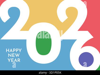 Farbenfroher, moderner Text mit Happy New Year Hintergrund Stock Vektor