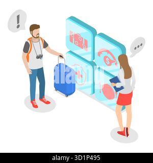 Isometrische 3D-Darstellung der Leistungen für Mitarbeiter, Vorteile für Mitarbeiter. Punkt 4 Stockfoto