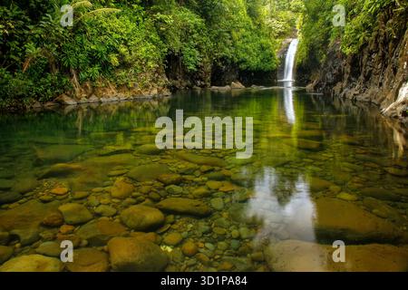 Wainibau Wasserfall am Ende des Lavena Küstenwegs auf der Insel Taveuni, Fidschi Stockfoto