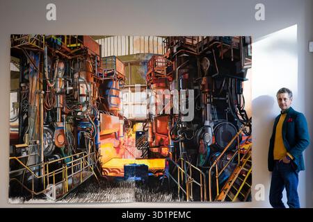 Edinburgh, Schottland, Großbritannien. Oktober 2025. Der Künstler und Fernsehsender Lachlan Goudie hat eine neue Ausstellung mit dem Titel: From the Forest to the Forge in der Scottish Gallery, Dundas Street, Edinburgh, EH3 6HZ. Die Ausstellung wird vom 30. Oktober bis 22. November 2025 eröffnet. Fotos: Pako Mera/Alamy Live News Stockfoto