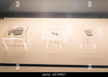 XiaPu Fujian China-14. August 2025: Geologische Gesteinsproben im XiaPu Museum. Stockfoto