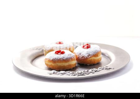 Die Symbole der jüdischen Chanukka - Hannuka Donuts Stockfoto