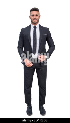 Vollbildaufnahme eines hübschen, eleganten jungen Mannes im Studio Stockfoto