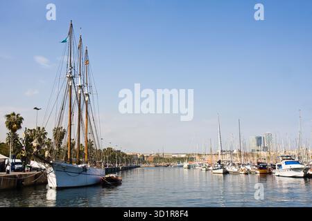 Yachten im Hafen von Barcelona Stockfoto