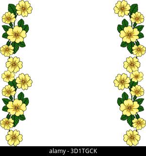 Dekorative Vektorkante mit gelben Kerzenblüten und grünen Blättern Stock Vektor
