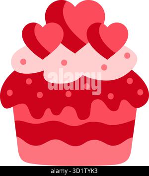 Vektorsymbol eines Cupcake mit Herz. Illustration zum Valentinstag. Stock Vektor