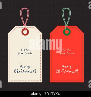 Weihnachtsgeschenketiketten von Santa (Set in Rot und weiß) Stock Vektor