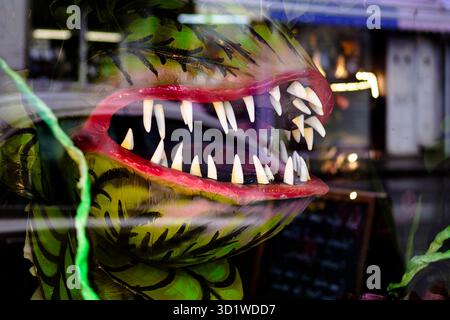 Bristol Flower Shop Schaufenster Audrey von Little Shop of Horrors für Halloween Flower Shop auf Gloucester Rd Bristol Stockfoto