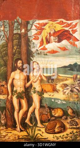 Schöpfung und Adam und Eva Stockfoto