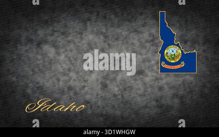 Idaho Symbole, Karte von Idaho Stockfoto