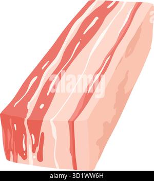 Cartoon-Fleischprodukt. Hühnchen, Würstchen und Würstchen. Steaks, Schweinebeck und Rippchen Vektor. Steakhähnchen, Wurst und Speck, Produktzutat illustr Stock Vektor
