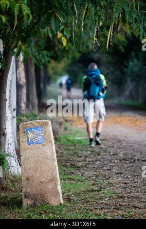 Pilger auf dem Jakobsweg Stockfoto