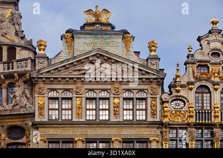 Barockfassade, Gildenhaus Le SAC, Grand-Place, Grote Markt, Brüssel, Belgien, Europa Stockfoto