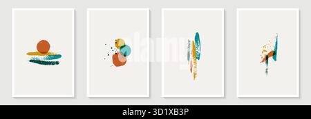 Kreativer minimalistischer handgemalter abstrakter Kunsthintergrund mit Pinselstrich abstrakte Kunst. Design für Wanddekoration, Postkarte, Poster oder Broschüre Stock Vektor