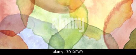 Abstrakte Kunst Hintergrund Aquarell Kreisflecken, Aquarell Pinselstrich. Farbige Aquarellabbildung in Blau, Rosa, Grün, Beige Stock Vektor
