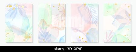 Kreative minimalistische Handzeichnung abstrakter Kunsthintergrund. Moderne Aquarellbilder. Böhmischer Stil Stock Vektor