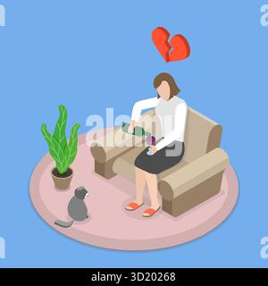 3D Isometrische flache Illustration von Herzbruch, Konflikt in der Liebe, gebrochenes Herz 3D Isometrische flache Illustration von Herzbruch, Con Stockfoto