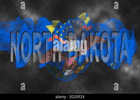 North Dakota Flag mit Sternenhintergrund Stockfoto