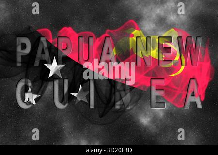 Papua-Neuguinea-Flagge mit Sternenhintergrund Stockfoto
