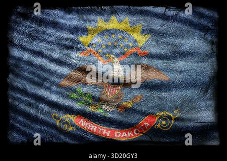 North Dakota Flag, Grunge Texture Stockfoto
