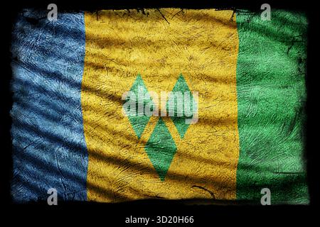 St. Vincent und die Grenadinenflagge, Grunge Texture Stockfoto